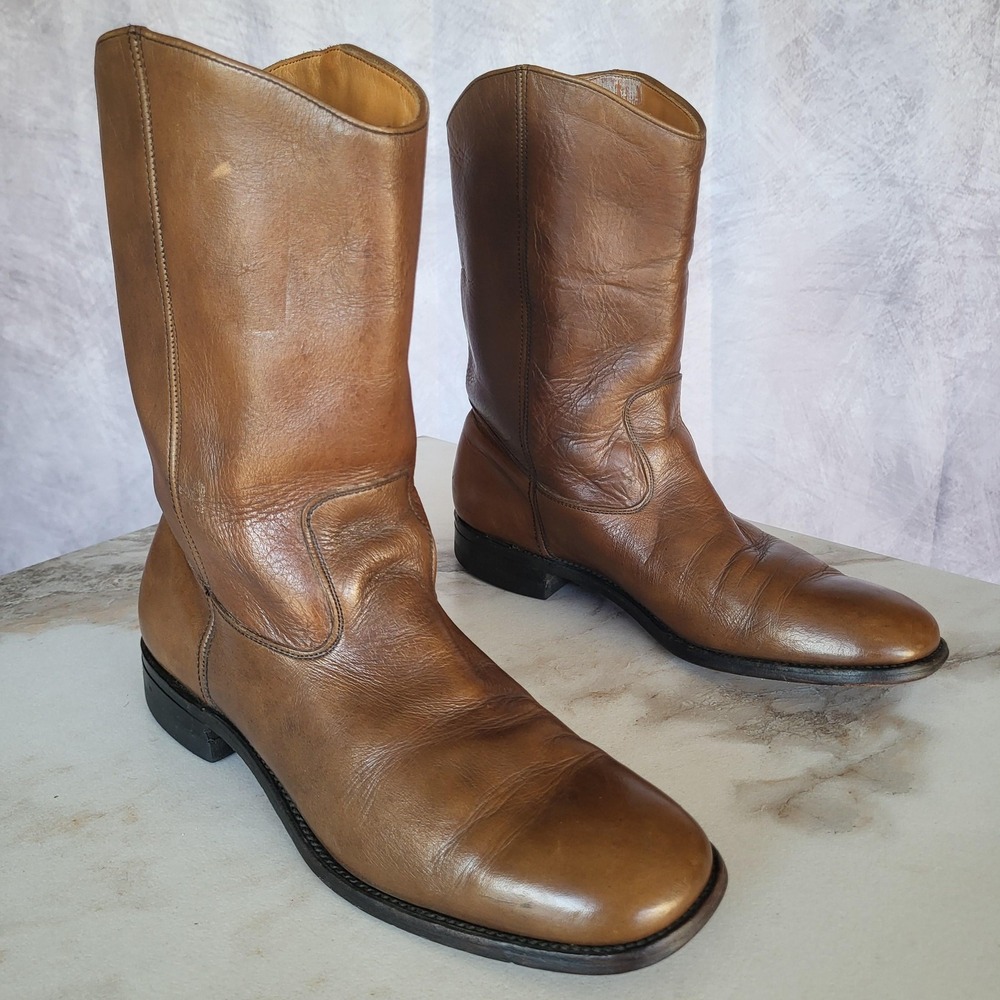 Red Wing Shoes Boots Mens Size 9 Brown Leather Western Pull On Lined Mid-Calf
